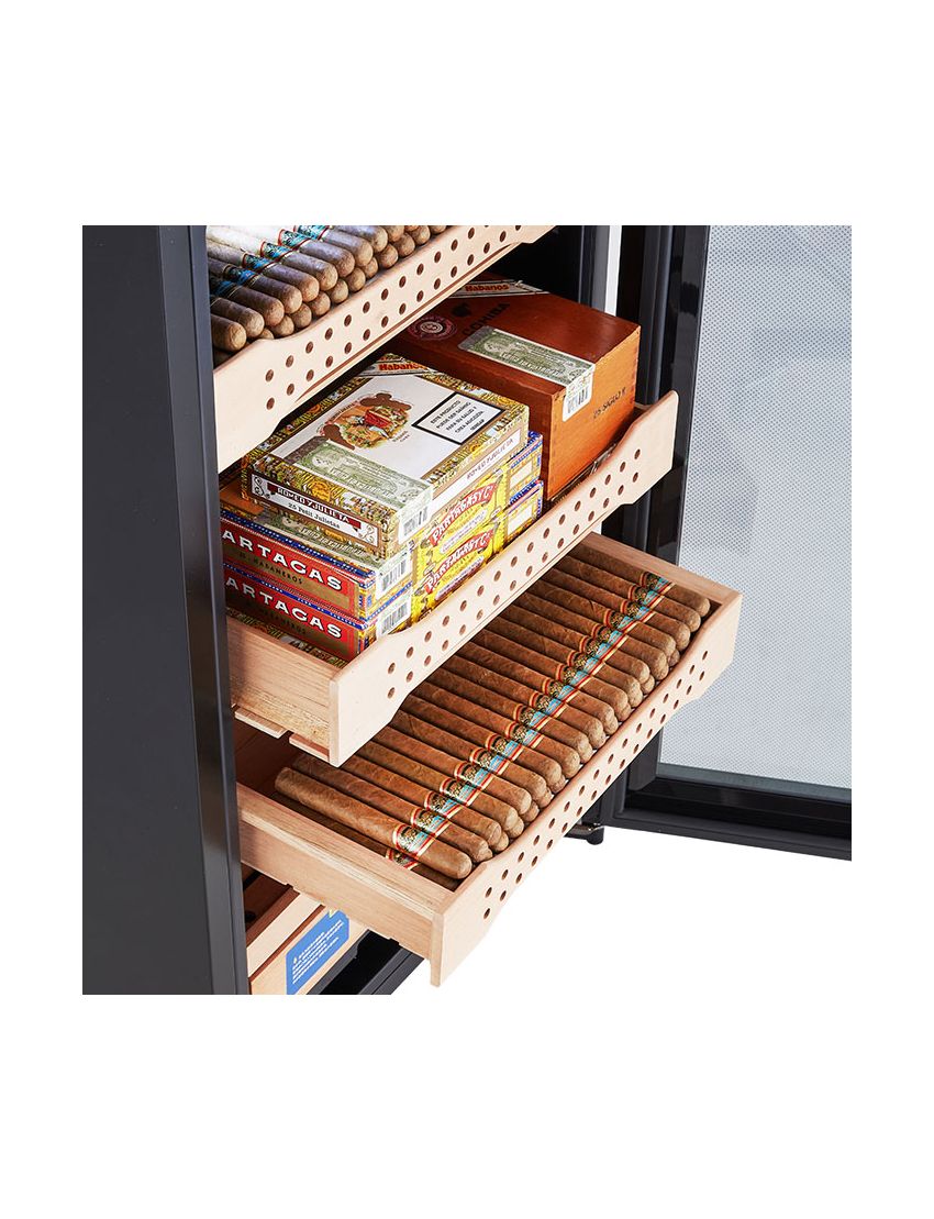 Afidano 850 Count Cigar Humidor Cabinet Exterior in Steel